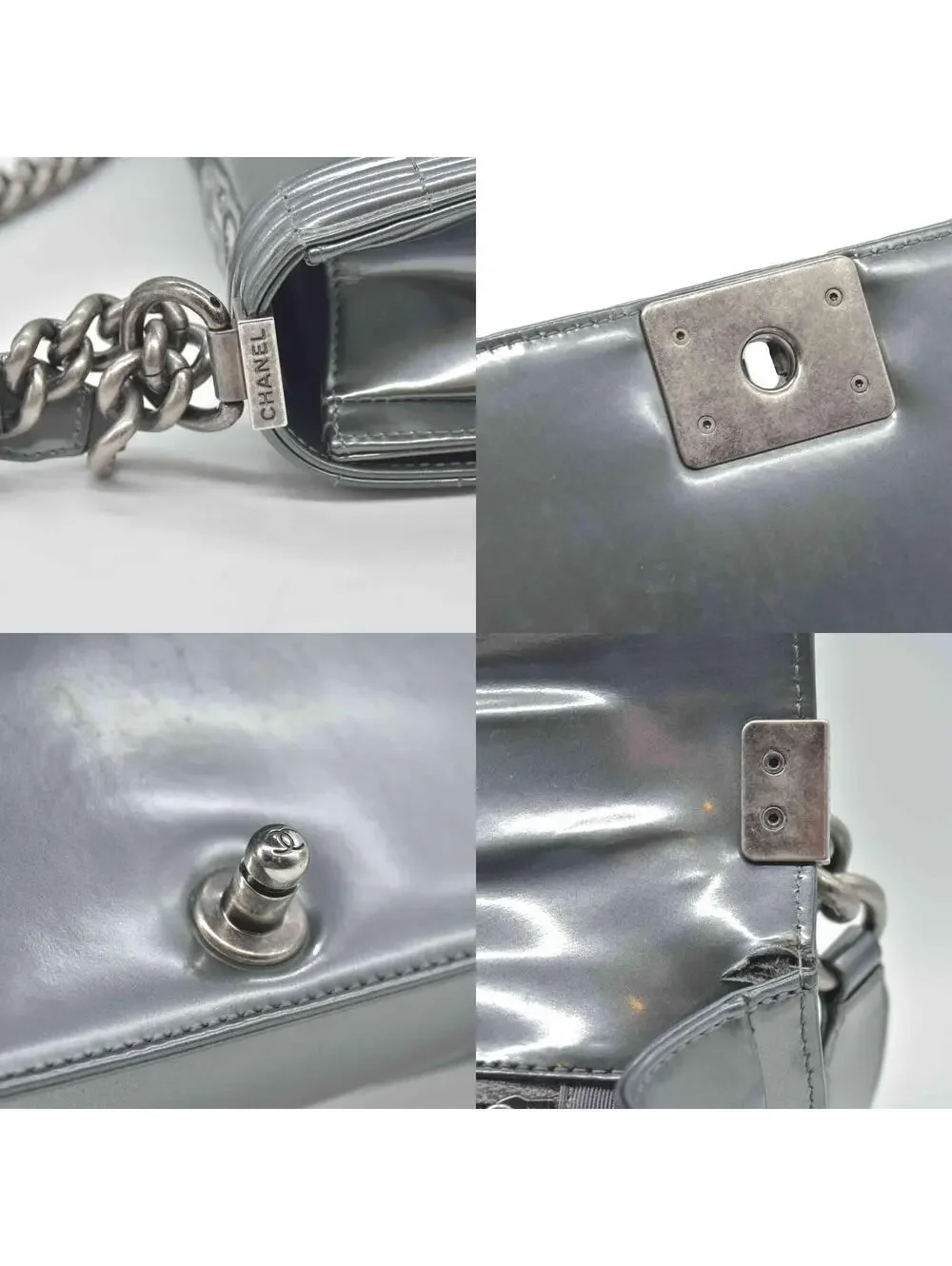 2012 Chanel Medium Boy Electric Patent Leather Logo CC Flap